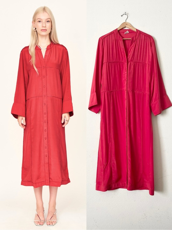 Mirth Dresses & Skirts - MIRTH LARGE Malmo 100% silk red long sleeve midi dress